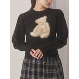ブラック | bear shaggy knit tops | merry jenny