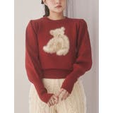 レッド | bear shaggy knit tops | merry jenny