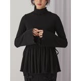 ブラック | ギャザーペプラムカットtops | merry jenny