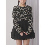 ブラック | flower pastel tops | merry jenny