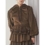 ブラウン | ベロアレースジップパーカー | merry jenny