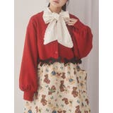 レッド | リボンたっぷりスナップカーディガン | merry jenny