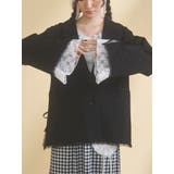 ブラック | lace slit ribbon jacket | merry jenny