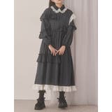 ネイビー | フリルドットデコレーションワンピース | merry jenny