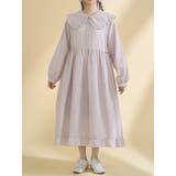 ピンク | チェックフリルカラーワンピース | merry jenny