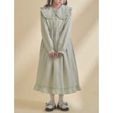 グリーン | チェックフリルカラーワンピース | merry jenny