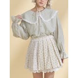 グリーン | dot laceフリルカラーブラウス | merry jenny