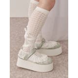 ミントグリーン | フリルレースアップ厚底スニーカー | merry jenny