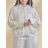アイボリー | frill lace puff hoodie | merry jenny