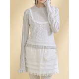 グレー | lace layered long tee | merry jenny