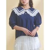 ネイビー | フリルマリンカラーブラウス | merry jenny