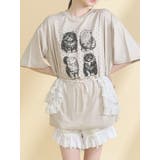 ベージュ | pindot cat tee | merry jenny