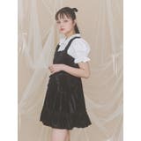ブラック | サイドリボンベロアミニキャミワンピース | merry jenny
