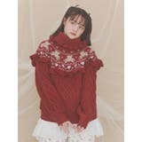 レッド | bear yoke knit tops | merry jenny