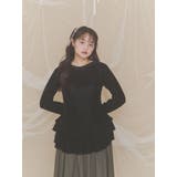 ブラック | ベロアペプラムティアードトップス | merry jenny