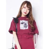 レッド | シングルレースアップグラフィックTシャツ | EATME