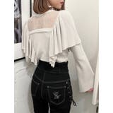 グレー | レースコンビラッフルニットTOP | EATME
