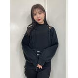 ブラック | ショルダーレースアップニットTOP | EATME