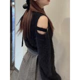 ブラック | ベルトオープンショルダーニットTOP | EATME