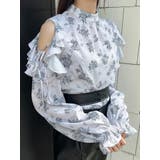 グレー | フリルリボンオープンショルダーブラウス | EATME