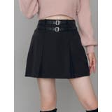 ブラック | ダブルベルトタックスカート | EATME