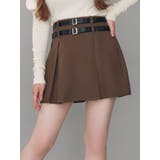 ブラウン | ダブルベルトタックスカート | EATME
