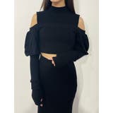 ブラック | オープンショルダーニットTOPS(セットアップ可能) | EATME