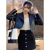 ブラック | レースコンビフェイクレザーライダース | EATME