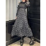 ブラック | カットショルダーオリジナル柄ワンピース | EATME