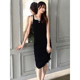 ブラック | ヘムサイドギャザーワンピース | EATME