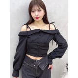 ブラック | リボンショルダーオフショルブラウス | EATME