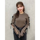 ブラウン | リボンスリーブニットTOP | EATME