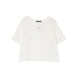 オフホワイト | パールストーン付クロップドTシャツ | EATME