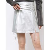 シルバー | フェイクレザーレースアップミニスカート | EATME