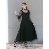 ブラック | リボンショルダーレースワンピース | EATME