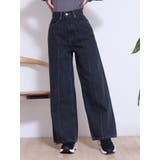 ブラック | ピンタックワイドデニムパンツ | EATME