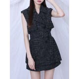 ブラック | ツイードプリーツベスト&スカートSet | EATME