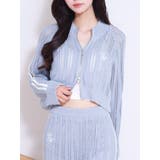 ブルー | 透かし編みラインニット(セットアップ可能) | EATME