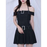 ブラック | ダブルベルトデニムワンピース | EATME