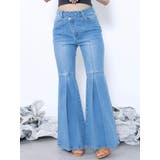 アイスブルー | タックフレアデニムパンツ | EATME