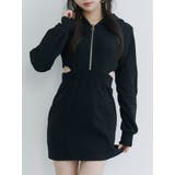 ブラック | カットアウトフーディーワンピース | EATME