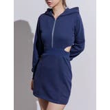 ネイビー | カットアウトフーディーワンピース | EATME