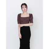 リボンショルダーチェックブラウス | EATME | 詳細画像2