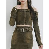 ブラウン | ベルトオフショルデニムTOP | EATME