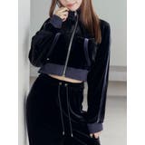 ブラック | 【SETUP着用可】バイカラーベロアブルゾン | EATME