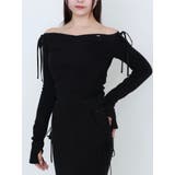 ブラック | 【SETUP】リボンオフショルダーTOP | EATME