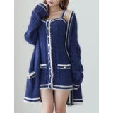 ネイビー | バイカラーアンサンブルニットワンピース | EATME