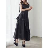 ブラック | ショルダーリボンフレアワンピース | EATME