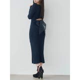 ネイビー | BACKリボンリブニットワンピース | EATME