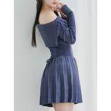 ネイビー | BACKレースアップワンショルニットワンピース | EATME